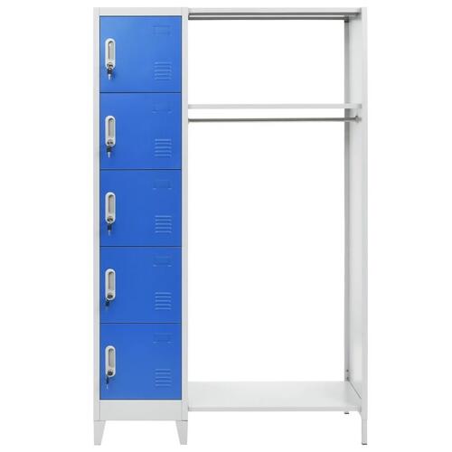 Skab med bøjlestang blå og grå 110 x 45 x 180 cm metal