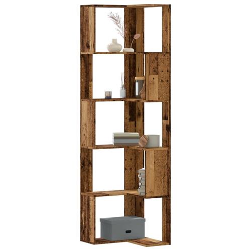 Bogreol til hjørne 50x50x179 cm 5 hylder konstrueret træ