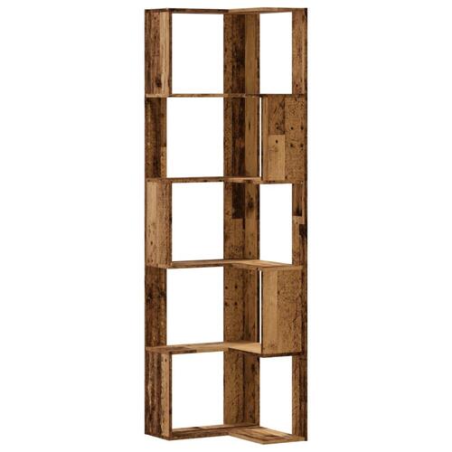Bogreol til hjørne 50x50x179 cm 5 hylder konstrueret træ