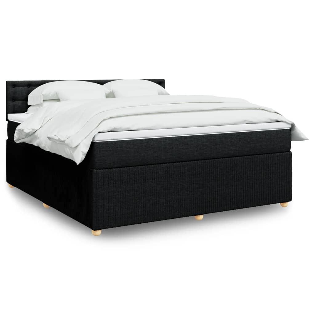 Kontinentalseng med madras og topmadras 180×200 cm - stof, sort
