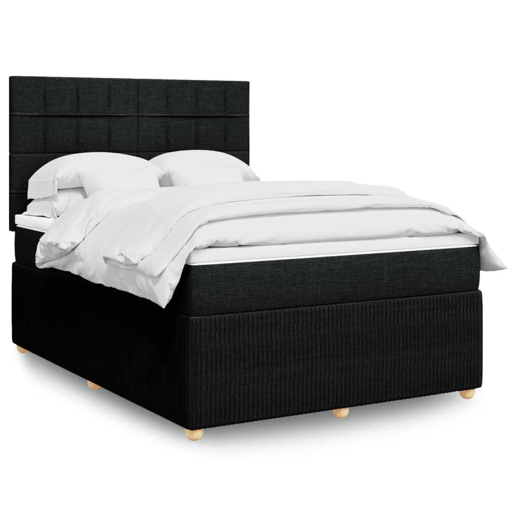 Kontinentalseng med madras og topmadras 140x200 cm - stof, sort