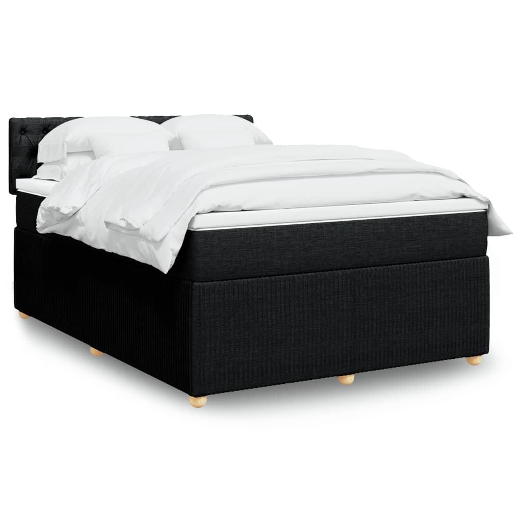 Kontinentalseng med madras og LED 140x200 cm - sort stof