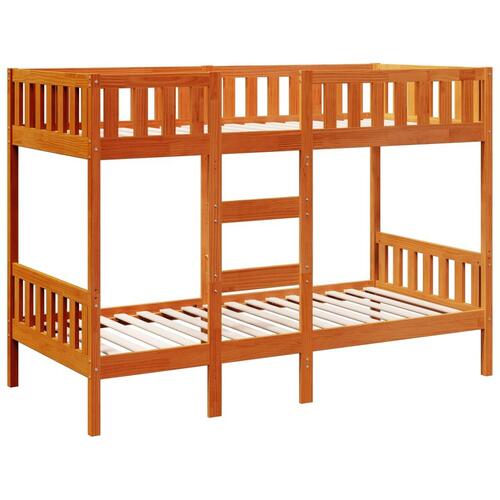 Køjeseng 75x190 cm massivt fyrretræ voksbrun