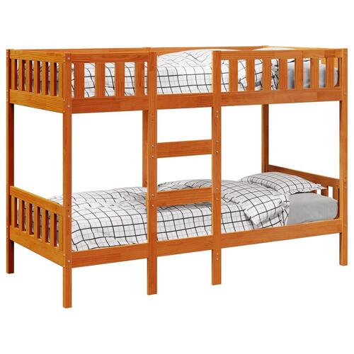 Køjeseng 75x190 cm massivt fyrretræ voksbrun