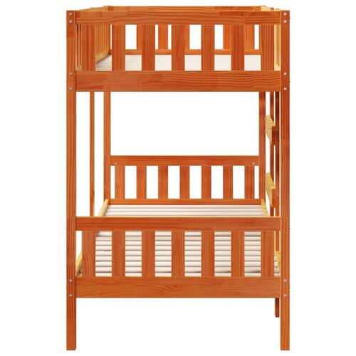 Køjeseng 75x190 cm massivt fyrretræ voksbrun