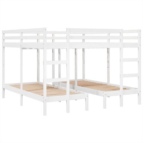Tredobbelt køjeseng 200x200/80x200 cm massivt fyrretræ hvid