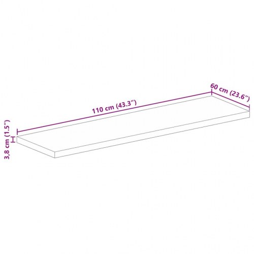 Bordplade 110x60x3,8 cm rektangulær massivt mangotræ