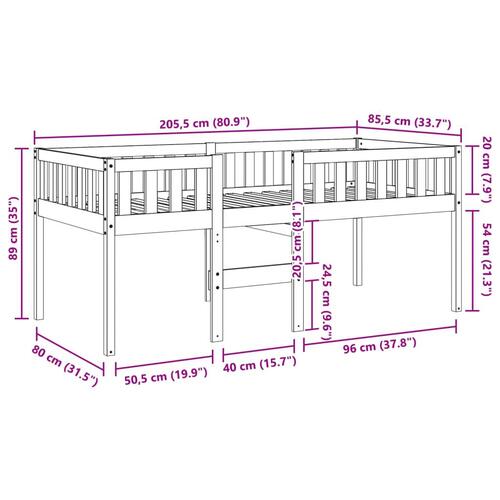 Juniorseng uden madras 80x200 cm massivt fyrretræ