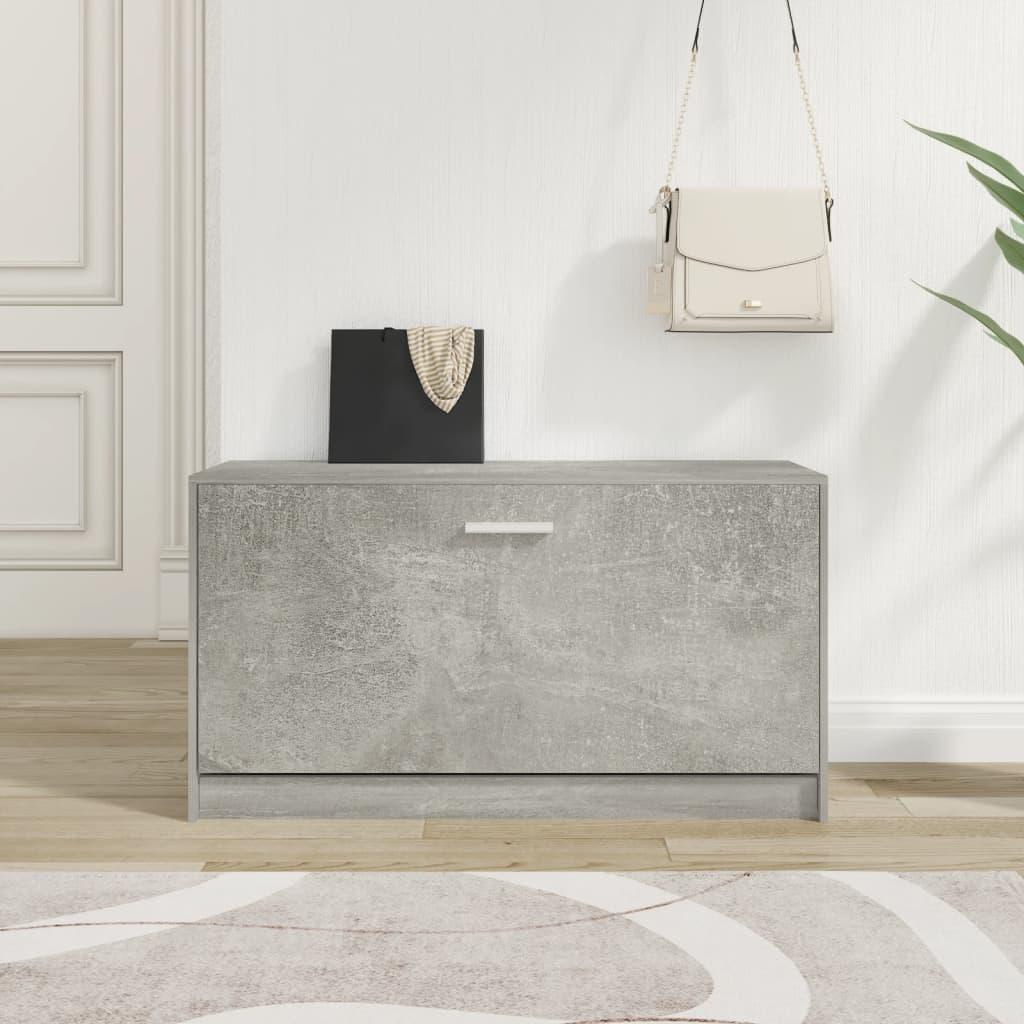 Skobænk 80x24x45 cm konstrueret træ betongrå