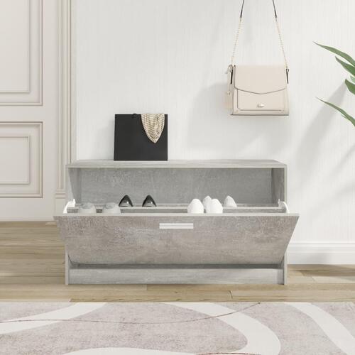 Skobænk 80x24x45 cm konstrueret træ betongrå
