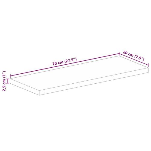 Bordplade 70x20x2,5 cm rektangulær massivt mangotræ