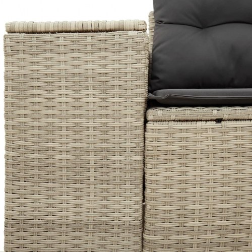 2-personers havesofa i polyrattan med hynder - lysegrå