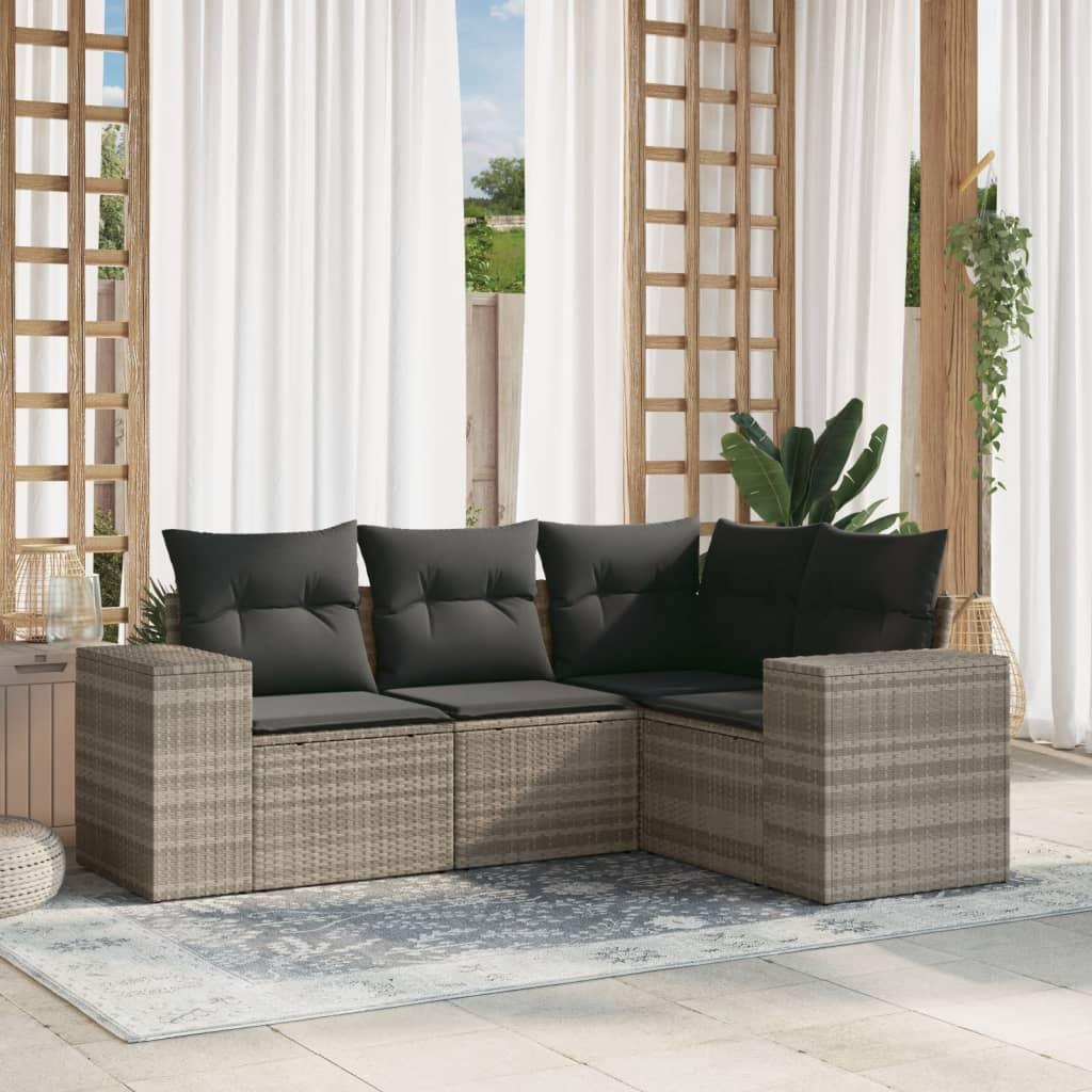 Sofasæt Til Haven 5 Dele Med Hynder Polyrattan - Lysegrå / Uden bord