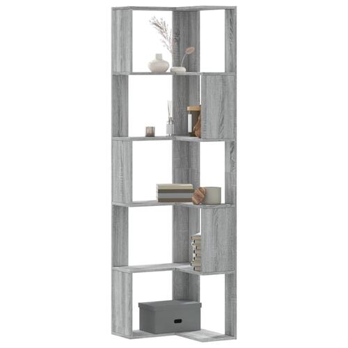 Bogreol til hjørne 80x30x154 cm 5 hylder konstrueret træ