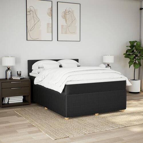 Kontinentalseng med madras 160x200 cm stof sort