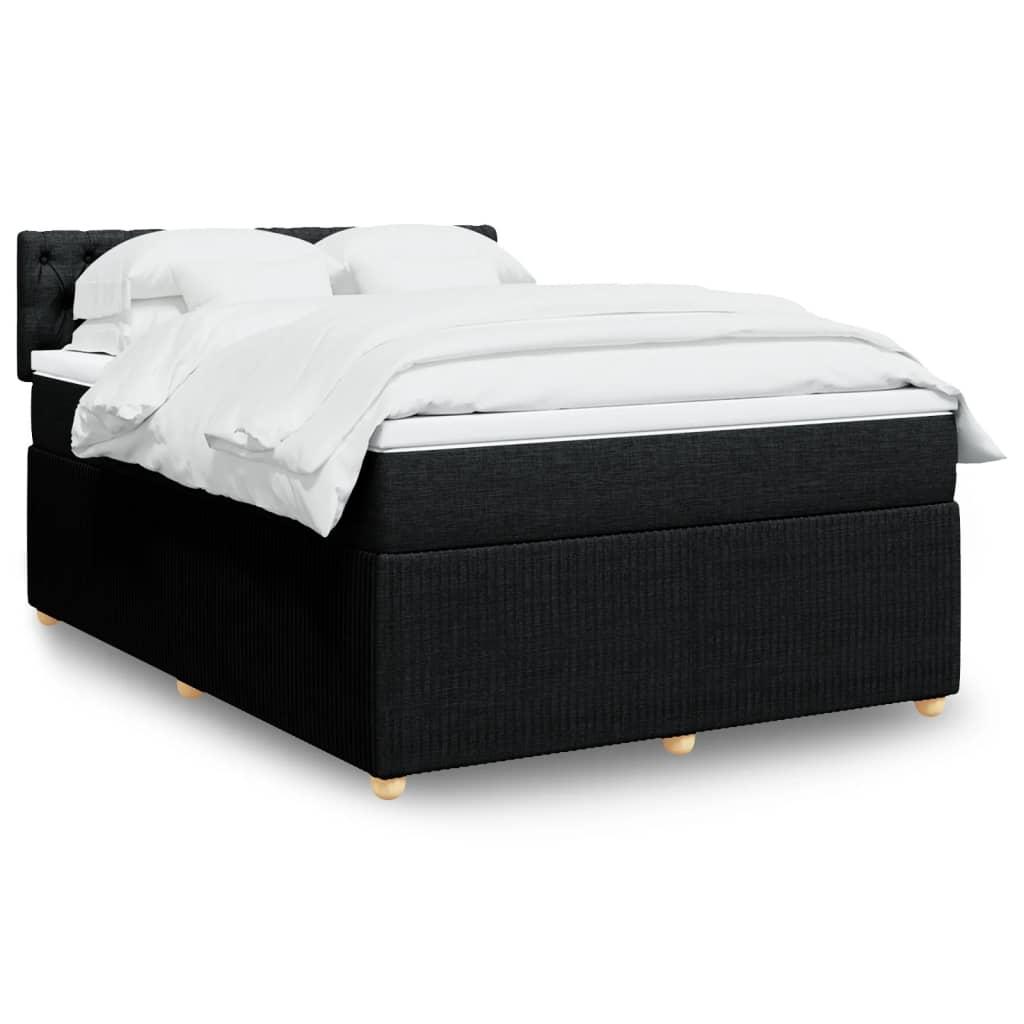 Kontinentalseng med madras og LED 160x200 cm - sort stof