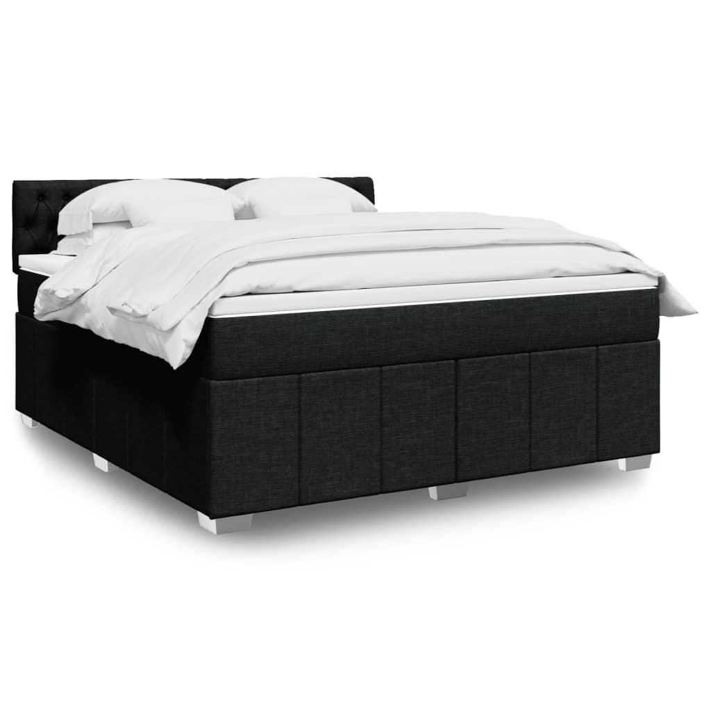 Kontinentalseng Med Madras Stof Sort - Med pynteknapper / 180 x 200 cm