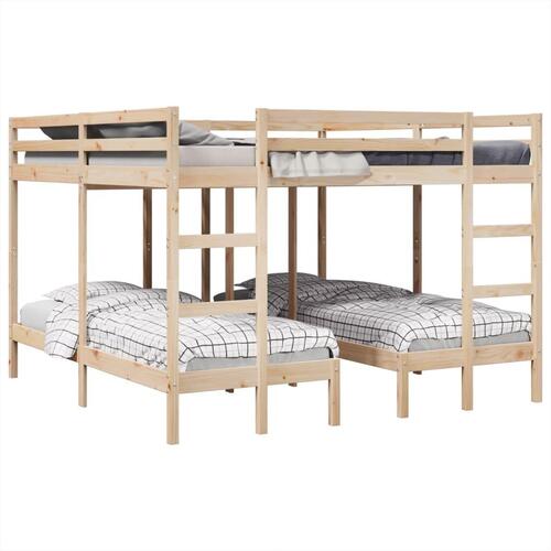 Tredobbelt køjeseng 140x200/70x140 cm massivt fyrretræ