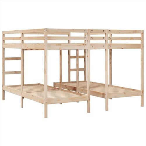 Tredobbelt køjeseng 140x200/70x140 cm massivt fyrretræ