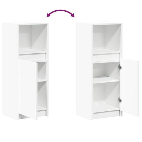 Reol med LED-lys 38x34x100 cm konstrueret træ hvid