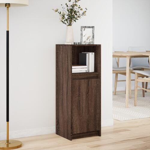 Skab med LED 38x34x100 cm konstrueret træ brun egetræsfarve