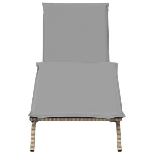 Liggestol med hynde polyrattan beige