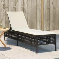 Liggestol med hynde polyrattan brun