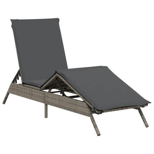Liggestole 2 stk. med hynder polyrattan lysegrå