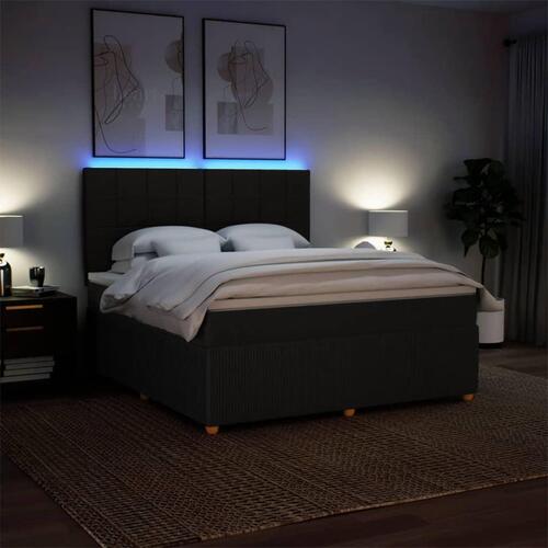 Kontinentalseng med madras 180x200 cm stof sort