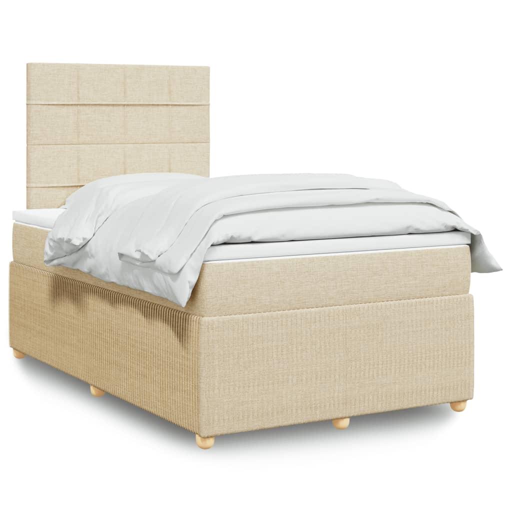 Kontinentalseng Med Madras Stof Farvet Creme - Blok med firkanter / 120 x 200 cm