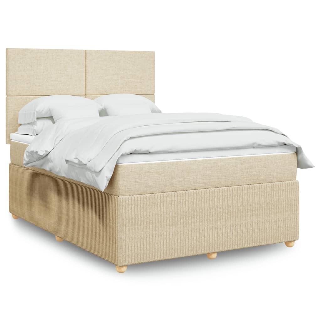 Kontinentalseng med madras 140190 cm - stof, cremefarvet