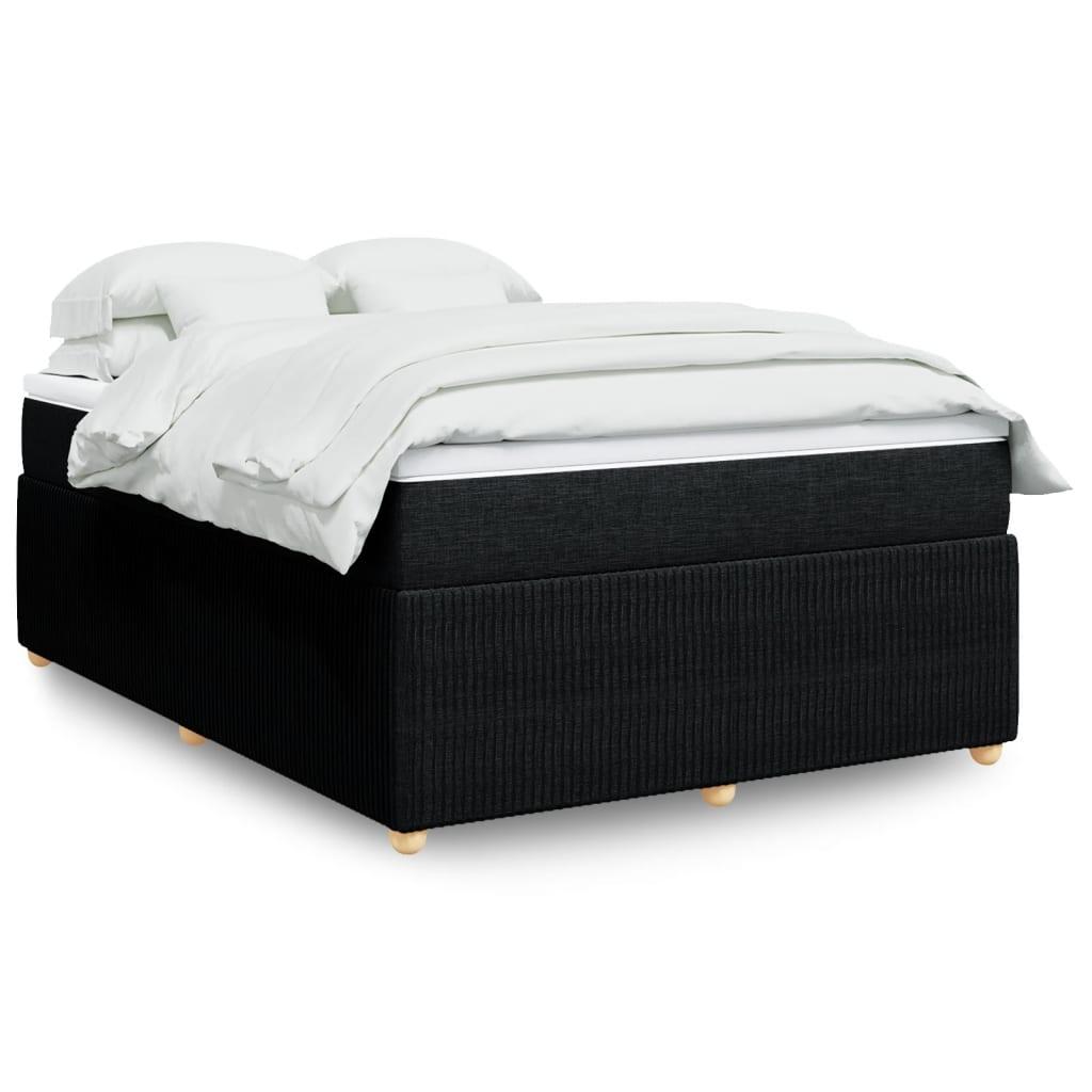 Kontinentalseng med madras og topmadras 140×190 cm - sort stof