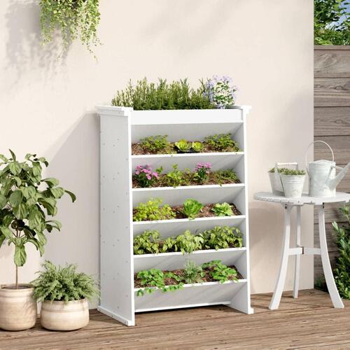 Plantevæg 69x40x101,5 cm 6 niveauer massivt fyrretræ hvid