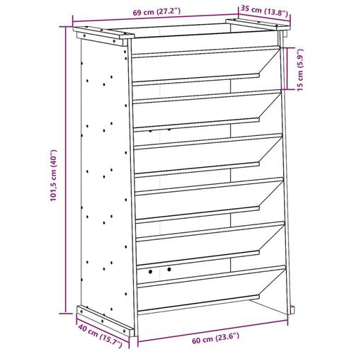 Plantevæg 69x40x101,5 cm 6 niveauer massivt fyrretræ hvid