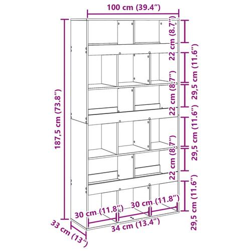 Rumdeler 100x33x187,5 cm konstrueret træ sonoma-eg