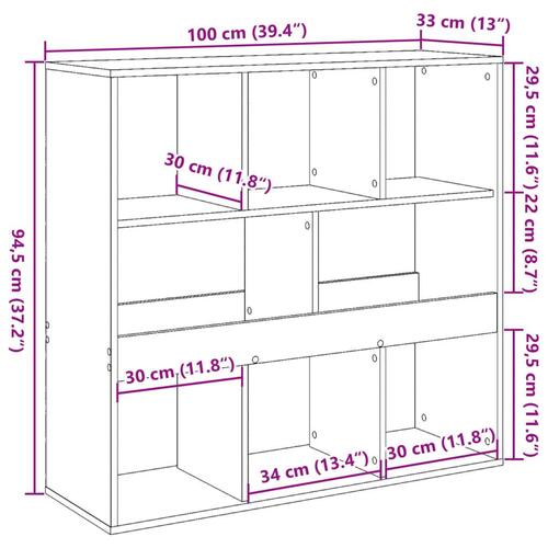 Rumdeler 100x33x94,5 cm konstrueret træ betongrå