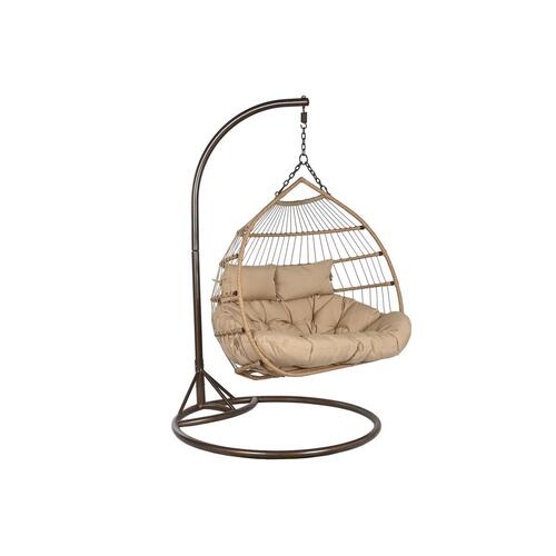 Hængende havestol Home ESPRIT Mørkebrun Lys brun Stål syntetisk Rattan 130 x 61 x 117 cm