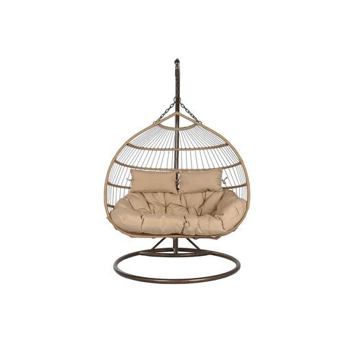 Hængende havestol Home ESPRIT Mørkebrun Lys brun Stål syntetisk Rattan 130 x 61 x 117 cm