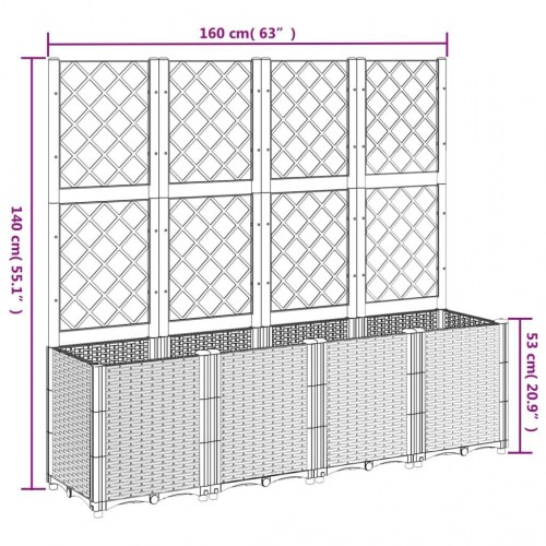 Plantekasse med espalier 160 x 40 x 140 cm - lysegrå
