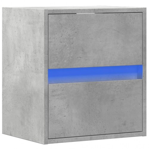 Væghængt tv-bord med LED-lys 41x31x45 cm betongrå