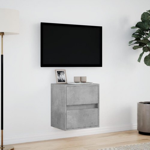 Væghængt tv-bord med LED-lys 41x31x45 cm betongrå