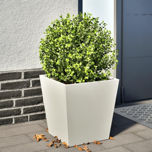 Plantekrukke i stål 40 x 40 x 40 cm - hvid