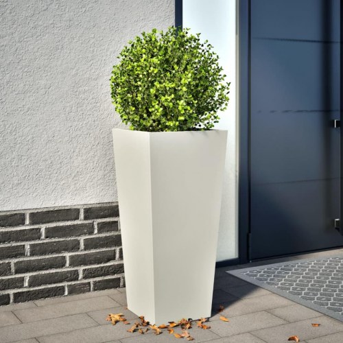Plantekrukke i stål 35 x 35 x 75 cm - hvid