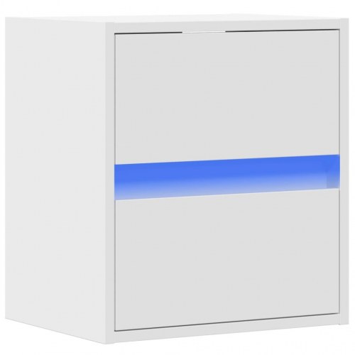 Væghængt tv-bord med LED-lys 41x31x45 cm hvid