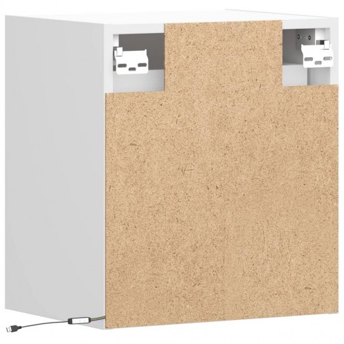 Væghængt tv-bord med LED-lys 41x31x45 cm hvid