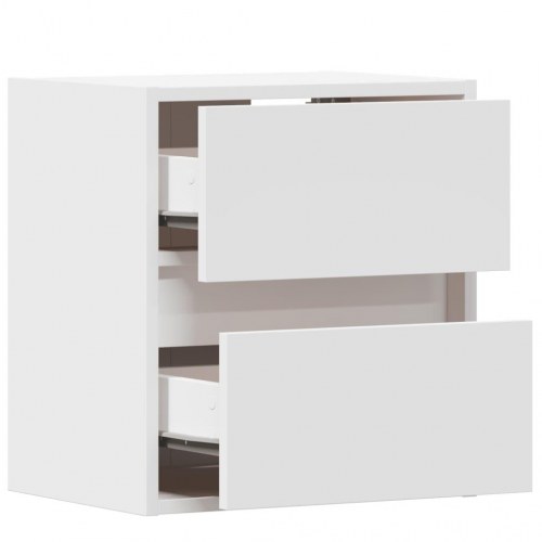 Væghængt tv-bord med LED-lys 41x31x45 cm hvid