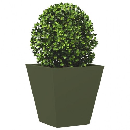 Plantekasser 2 stk. 30x30x30 cm stål olivengrøn