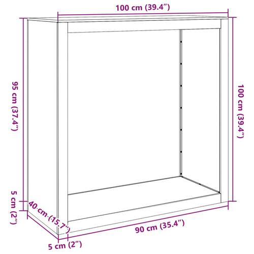 Brændestativ 100x40x100 cm stål sort