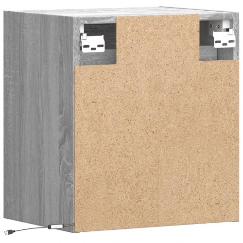 Væghængt tv-bord m. LED-lys 41x31x45 cm grå sonoma-eg