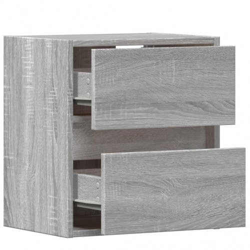 Væghængt tv-bord m. LED-lys 41x31x45 cm grå sonoma-eg